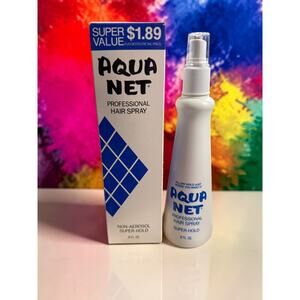 Vintage Aqua Net Professional Hair Spray Non Aerosol Super Hold 8oz NOS Box BLUE
